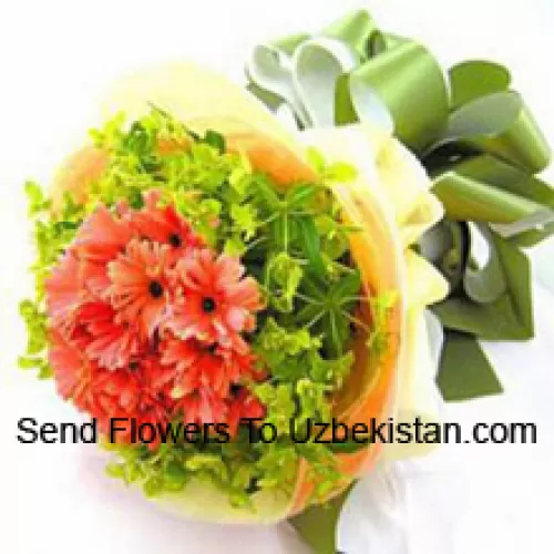 A Beautiful Bunch Of 19 Orange Gerberas With Seasonal Fillers