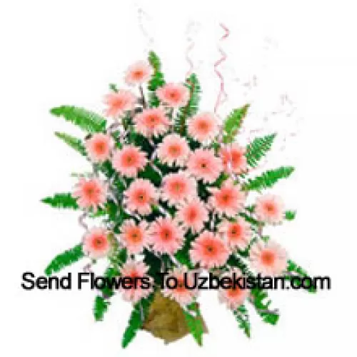 Cesto com 25 Gerberas Cor-de-Rosa