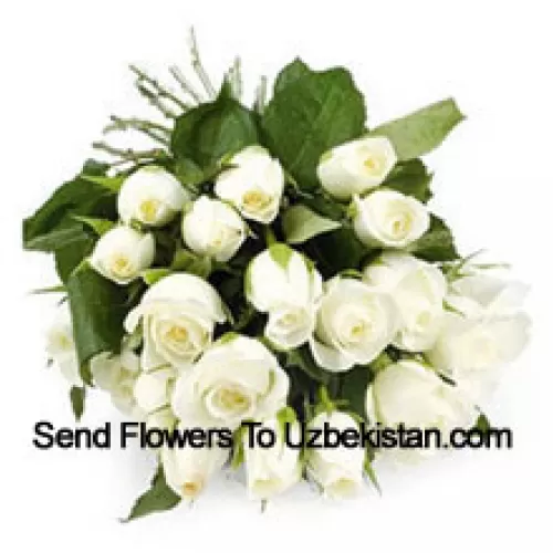 Bunch Of 24 White Colored Roses