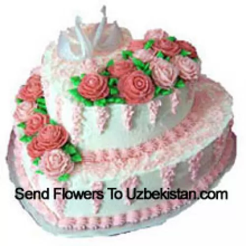 4 Kg (8.8 Lbs) Two Tier Heart Shaped Cake