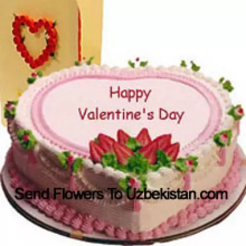 1 Kg (2.2 Lbs) Heart Shaped Strawberry Cake