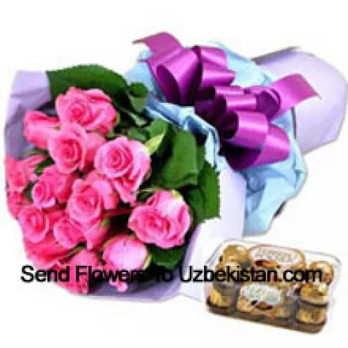 Mazzo di 11 Rose Rosa con 16 Pz Ferrero Rocher