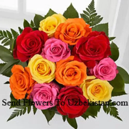 Ramo de 11 Rosas de Colores Variados